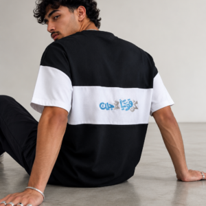 T-Shirt Bicolore Nyovi - Noir & Blanc avec Embroidery Arabe